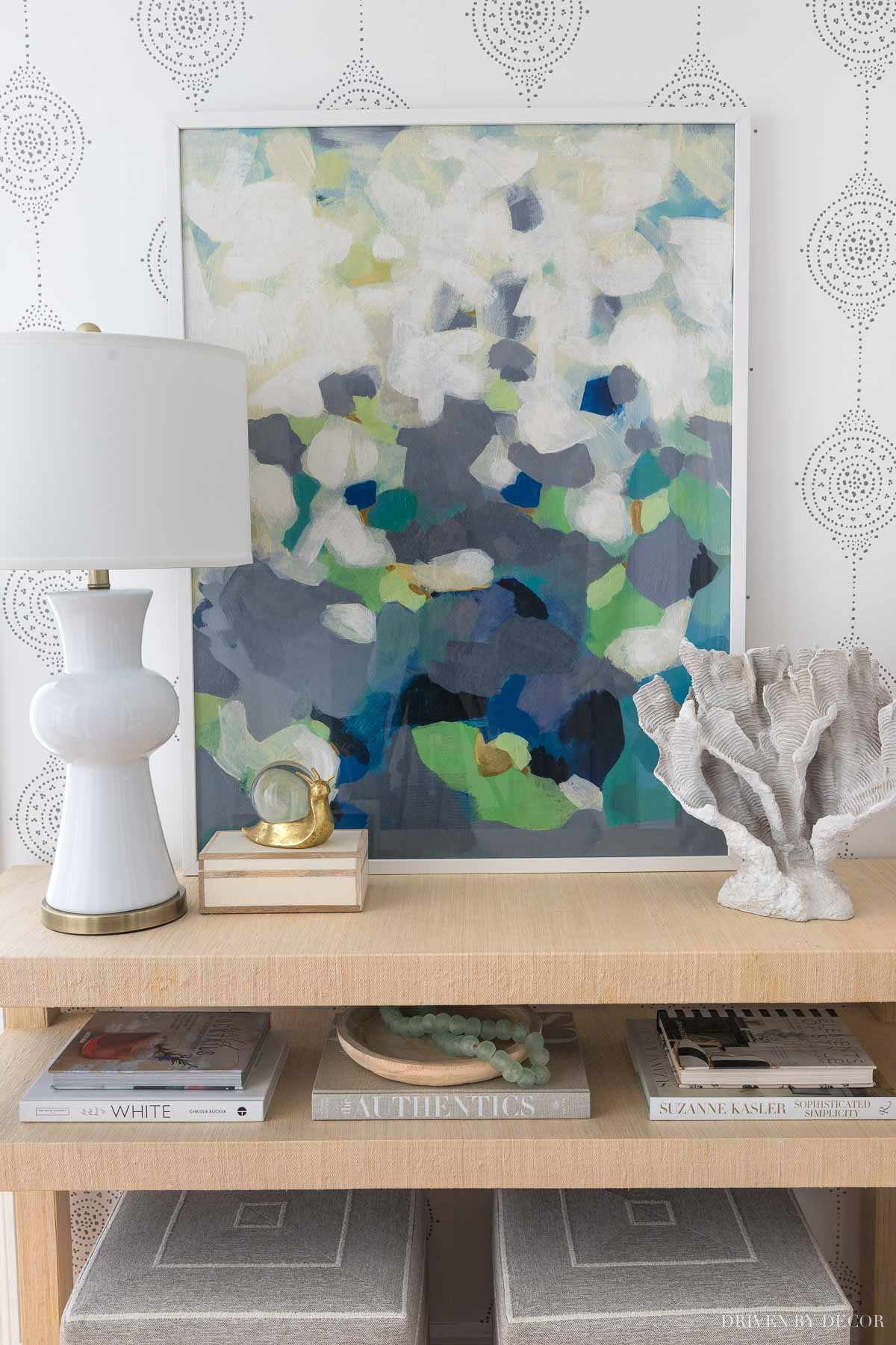 entryway-console-table-accessories-1 Our new entryway after adding a console table, art, and accessories!