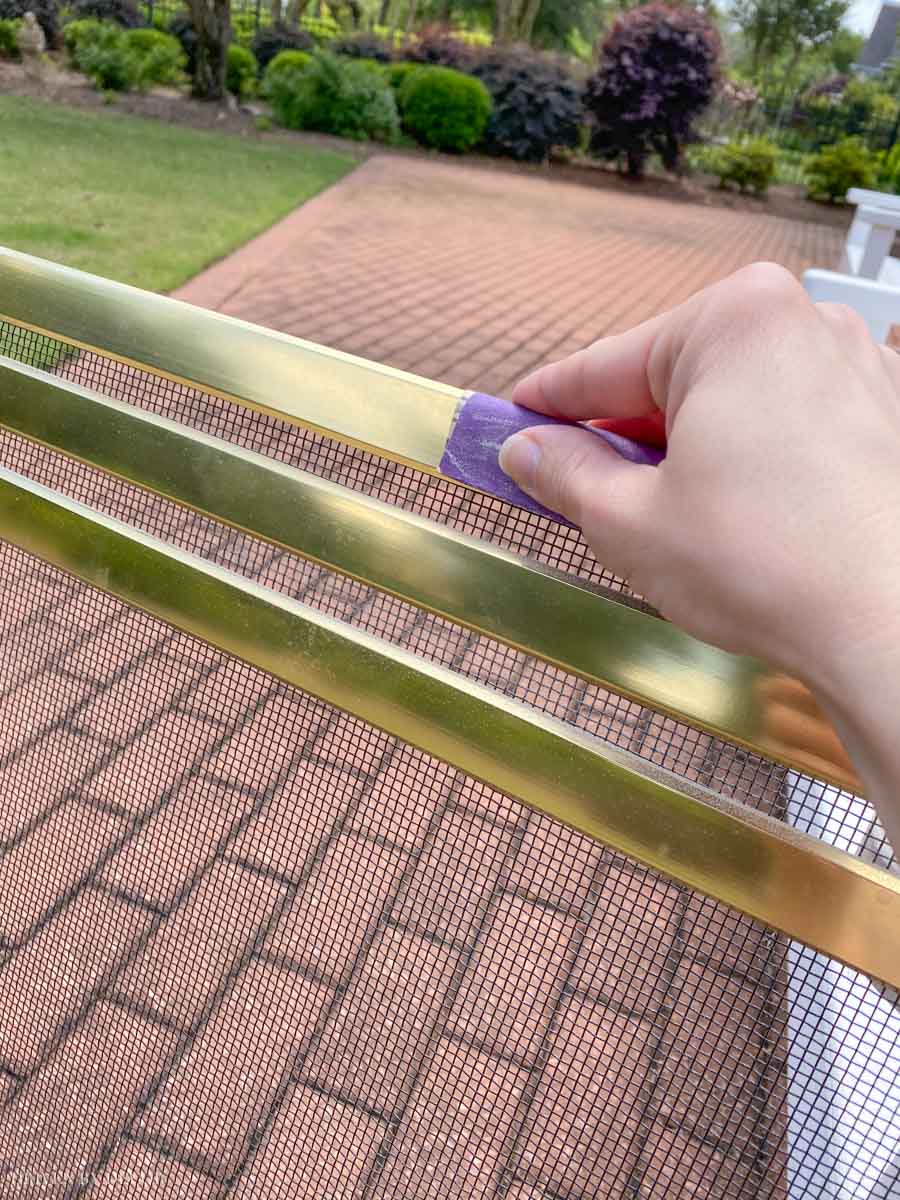 sand-brass-before-painting Lightly sand the brass pieces to scuff them up before spray painting