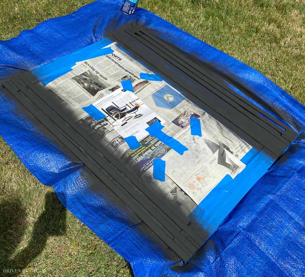 spray-painting-fireplace-trim Spray painting the brass on our fireplace - the step by step of how to do it!